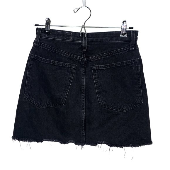 rag & bone Anna Raven Black Raw Hem Full Zip Front Mini Skirt Denim Size 24 - Picture 4 of 12
